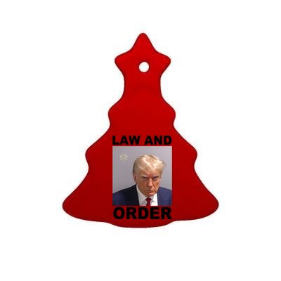 Donald Trump Law And Order Mugshot Ceramic Tree Ornament