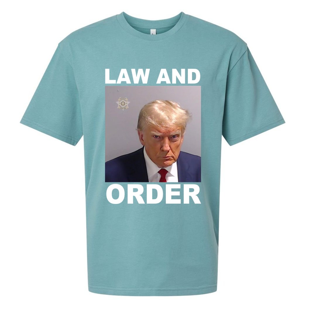 Donald Trump Law And Order Mugshot Sueded Cloud Jersey T-Shirt