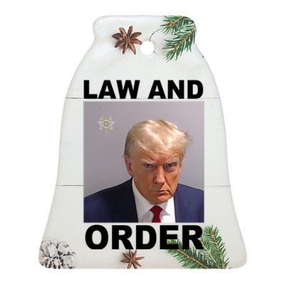 Donald Trump Law And Order Mugshot Ceramic Bell Ornament