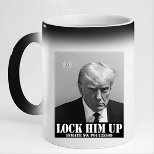 Donald Trump Lock Him Up Inmate Mugshot 11oz Black Color Changing Mug