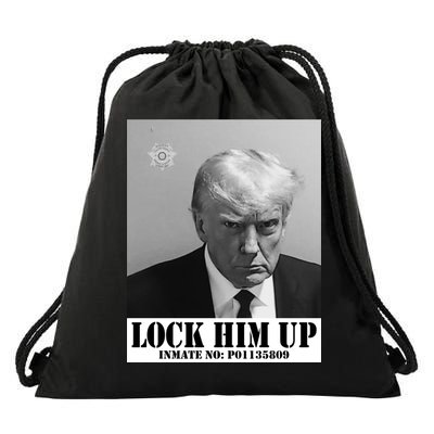 Donald Trump Lock Him Up Inmate Mugshot Drawstring Bag