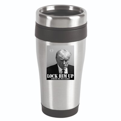 Donald Trump Lock Him Up Inmate Mugshot 16oz Travel Tumbler