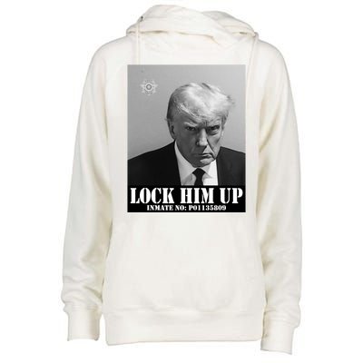 Donald Trump Lock Him Up Inmate Mugshot Womens Funnel Neck Pullover Hood