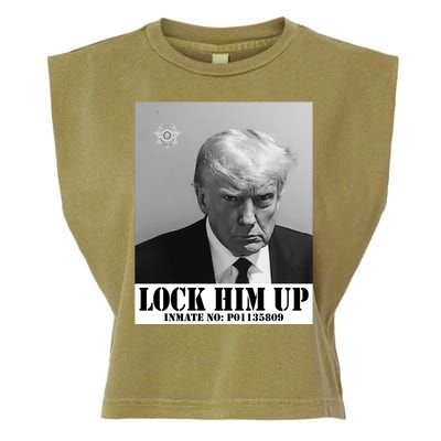 Donald Trump Lock Him Up Inmate Mugshot Garment-Dyed Women's Muscle Tee