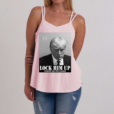 Donald Trump Lock Him Up Inmate Mugshot Women's Strappy Tank