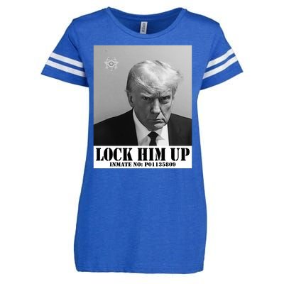 Donald Trump Lock Him Up Inmate Mugshot Enza Ladies Jersey Football T-Shirt