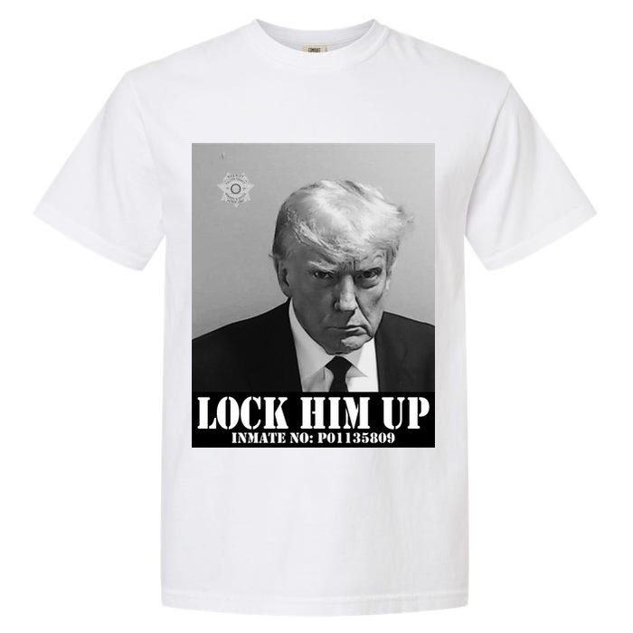 Donald Trump Lock Him Up Inmate Mugshot Garment-Dyed Heavyweight T-Shirt