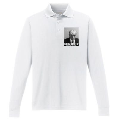 Donald Trump Lock Him Up Inmate Mugshot Performance Long Sleeve Polo