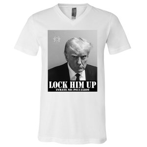 Donald Trump Lock Him Up Inmate Mugshot V-Neck T-Shirt