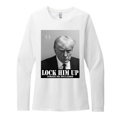 Donald Trump Lock Him Up Inmate Mugshot Womens CVC Long Sleeve Shirt