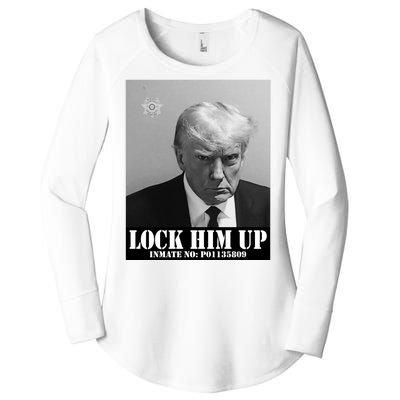 Donald Trump Lock Him Up Inmate Mugshot Women's Perfect Tri Tunic Long Sleeve Shirt