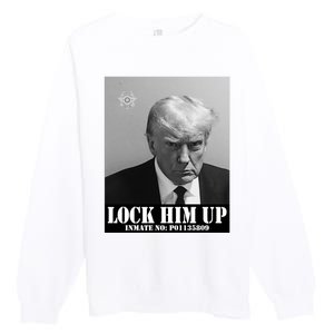 Donald Trump Lock Him Up Inmate Mugshot Premium Crewneck Sweatshirt