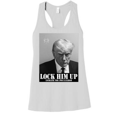 Donald Trump Lock Him Up Inmate Mugshot Women's Racerback Tank