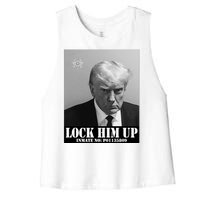 Donald Trump Lock Him Up Inmate Mugshot Women's Racerback Cropped Tank