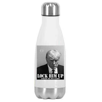 Donald Trump Lock Him Up Inmate Mugshot Stainless Steel Insulated Water Bottle