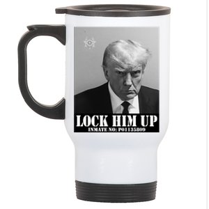 Donald Trump Lock Him Up Inmate Mugshot Stainless Steel Travel Mug