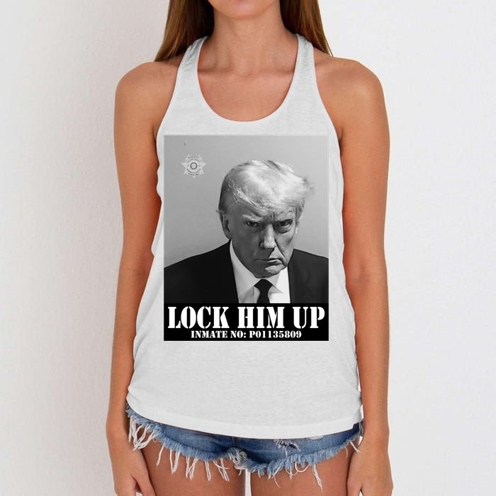 Donald Trump Lock Him Up Inmate Mugshot Women's Knotted Racerback Tank