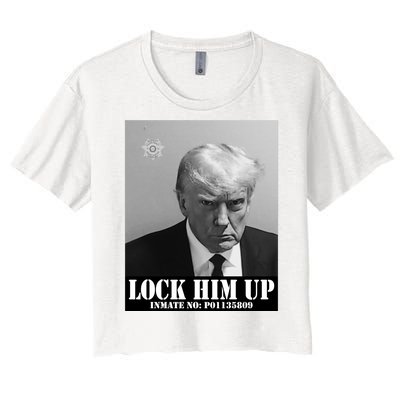 Donald Trump Lock Him Up Inmate Mugshot Women's Crop Top Tee