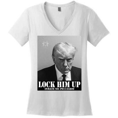 Donald Trump Lock Him Up Inmate Mugshot Women's V-Neck T-Shirt