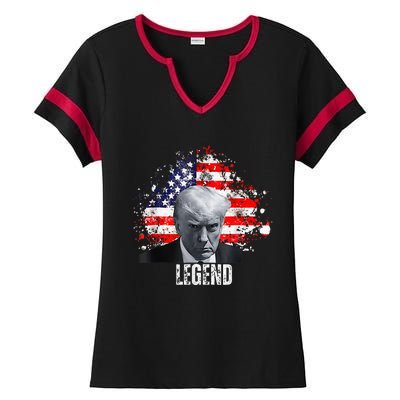 Donald Trump Legend Mug Shot Ladies Halftime Notch Neck Tee