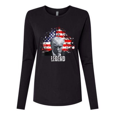 Donald Trump Legend Mug Shot Womens Cotton Relaxed Long Sleeve T-Shirt