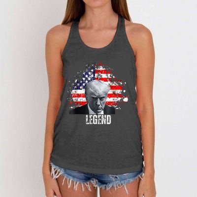 Donald Trump Legend Mug Shot Women's Knotted Racerback Tank