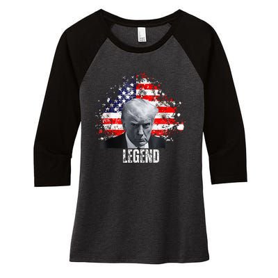 Donald Trump Legend Mug Shot Women's Tri-Blend 3/4-Sleeve Raglan Shirt