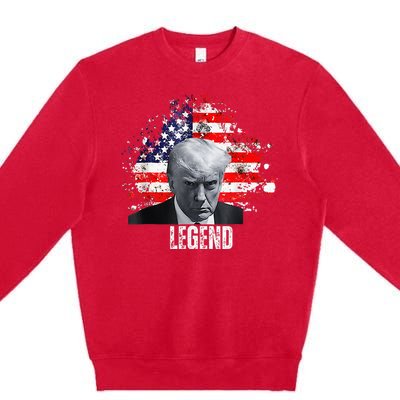 Donald Trump Legend Mug Shot Premium Crewneck Sweatshirt