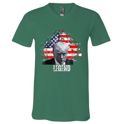 Donald Trump Legend Mug Shot V-Neck T-Shirt