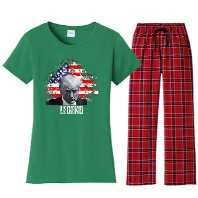 Donald Trump Legend Mug Shot Women's Flannel Pajama Set