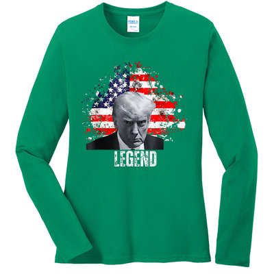 Donald Trump Legend Mug Shot Ladies Long Sleeve Shirt