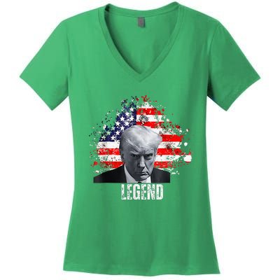 Donald Trump Legend Mug Shot Women's V-Neck T-Shirt