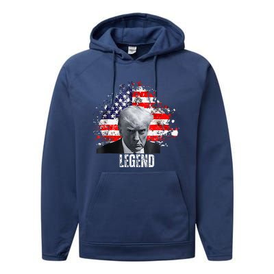 Donald Trump Legend Mug Shot Performance Fleece Hoodie