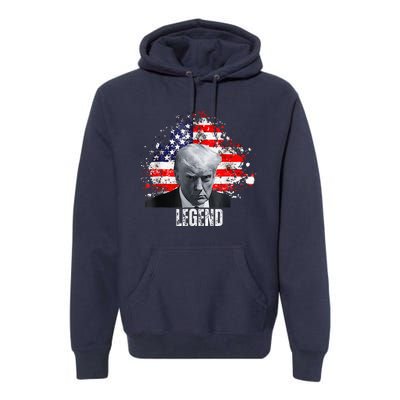 Donald Trump Legend Mug Shot Premium Hoodie