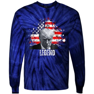 Donald Trump Legend Mug Shot Tie-Dye Long Sleeve Shirt