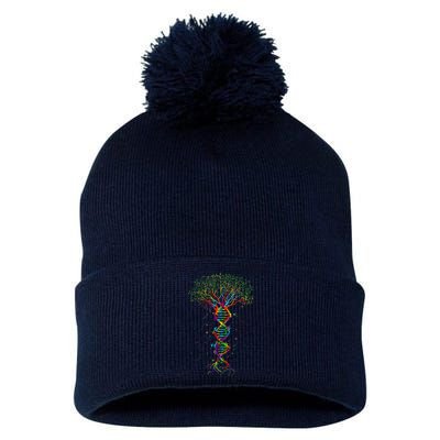 DNA Tree Life Genetics Biologist Science Earth Day Gift Pom Pom 12in Knit Beanie