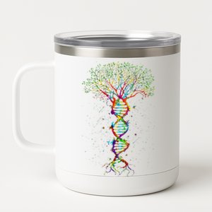 DNA Tree Life Genetics Biologist Science Earth Day Gift 12 oz Stainless Steel Tumbler Cup