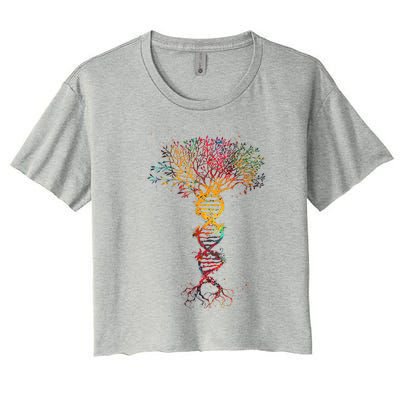 DNA Tree Life Genetics Biologist Science Earth Day Gifts Women's Crop Top Tee