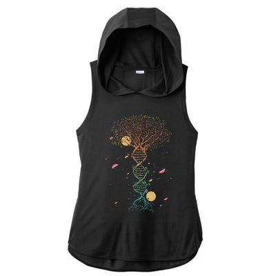 DNA Tree Life Genetics Biologist Science Earth Day Teachers Ladies PosiCharge Tri-Blend Wicking Draft Hoodie Tank