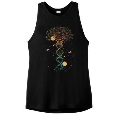 DNA Tree Life Genetics Biologist Science Earth Day Teachers Ladies PosiCharge Tri-Blend Wicking Tank