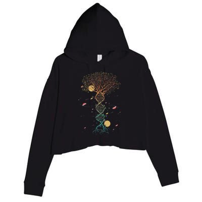 DNA Tree Life Genetics Biologist Science Earth Day Teachers Crop Fleece Hoodie