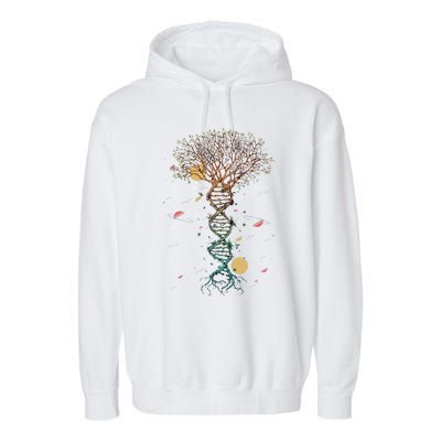 DNA Tree Life Genetics Biologist Science Earth Day Teachers Garment-Dyed Fleece Hoodie