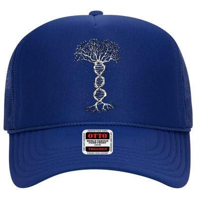 DNA Tree Life Genetics Biologist Science Earth Day High Crown Mesh Back Trucker Hat