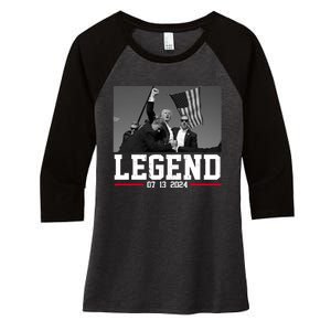 Donald Trump Legend 07/13/2024 Rally Pennsylvania Women's Tri-Blend 3/4-Sleeve Raglan Shirt