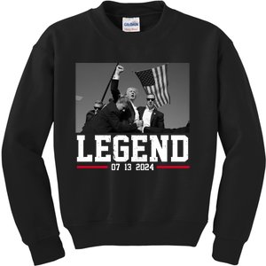 Donald Trump Legend 07/13/2024 Rally Pennsylvania Kids Sweatshirt