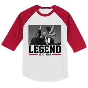 Donald Trump Legend 07/13/2024 Rally Pennsylvania Kids Colorblock Raglan Jersey