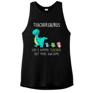 Dinosaurs Teachersaurus Like A Normal Teacher Ladies PosiCharge Tri-Blend Wicking Tank