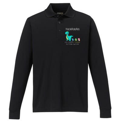 Dinosaurs Teachersaurus Like A Normal Teacher Performance Long Sleeve Polo