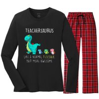 Dinosaurs Teachersaurus Like A Normal Teacher Women's Long Sleeve Flannel Pajama Set 