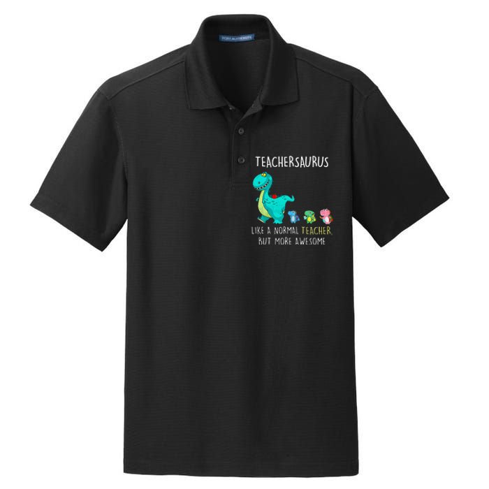 Dinosaurs Teachersaurus Like A Normal Teacher Dry Zone Grid Polo